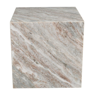 Felix 15" Contemporary Natural Marble Handmade Cube End Table - JONATHAN Y