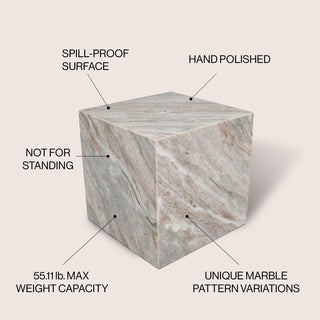 Felix 15" Contemporary Natural Marble Handmade Cube End Table - JONATHAN Y