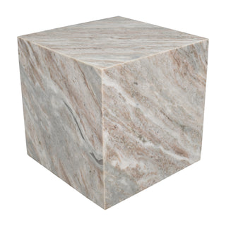 Felix 15" Contemporary Natural Marble Handmade Cube End Table - JONATHAN Y