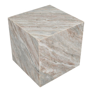 Felix 15" Contemporary Natural Marble Handmade Cube End Table - JONATHAN Y