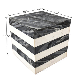 Felix 15" Contemporary Natural Marble Handmade Cube End Table - JONATHAN Y