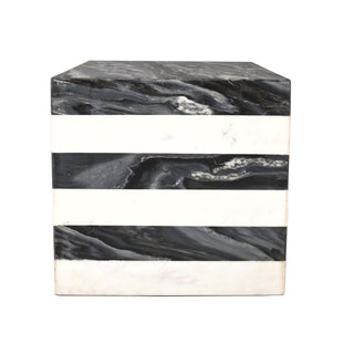 Felix 15" Contemporary Natural Marble Handmade Cube End Table - JONATHAN Y