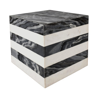 Felix 15" Contemporary Natural Marble Handmade Cube End Table - JONATHAN Y