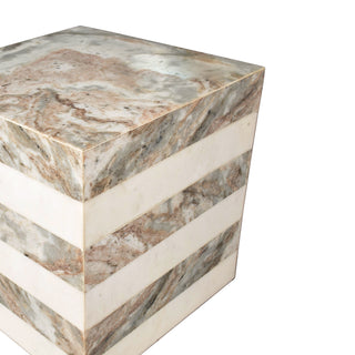 Felix 15" Contemporary Natural Marble Handmade Cube End Table - JONATHAN Y