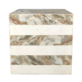 Felix 15" Contemporary Natural Marble Handmade Cube End Table - JONATHAN Y