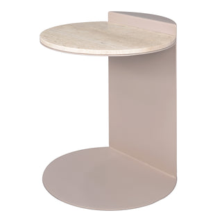 Evelyn 16" Contemporary Natural Marble/Metal Handmade C-Shaped End Table - JONATHAN Y