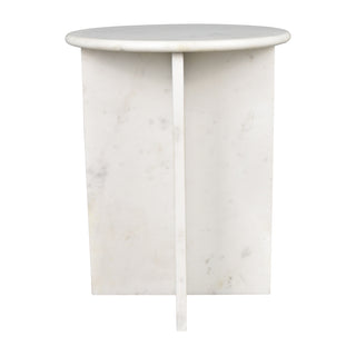 Javier 14" Contemporary Natural Marble Handmade X-Shaped End Table - JONATHAN Y
