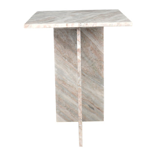 Cecil 14" Contemporary Natural Marble Handmade T-Shaped End Table - JONATHAN Y