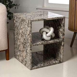 Sloane 16" Modern Natural Marble Handmade Rectangular 2-Shelf End Table - JONATHAN Y