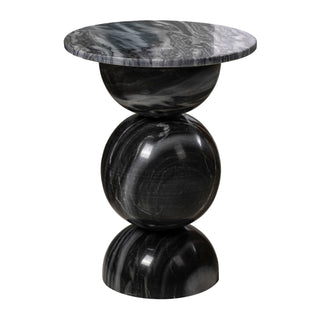 Aura 14" Modern Natural Marble Handmade Stacked Round Pedestal End Table - JONATHAN Y