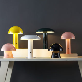 Porcini 7" Contemporary Bohemian Rechargeable/Cordless Iron Integrated LED Mushroom Table Lamp - JONATHAN Y