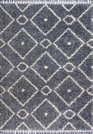 Mercer Shag Plush Tassel Moroccan Diamond Area Rug - JONATHAN Y