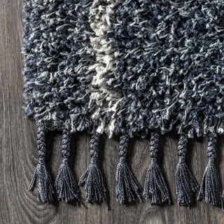 Mercer Shag Plush Tassel Moroccan Geometric Trellis Area Rug - JONATHAN Y