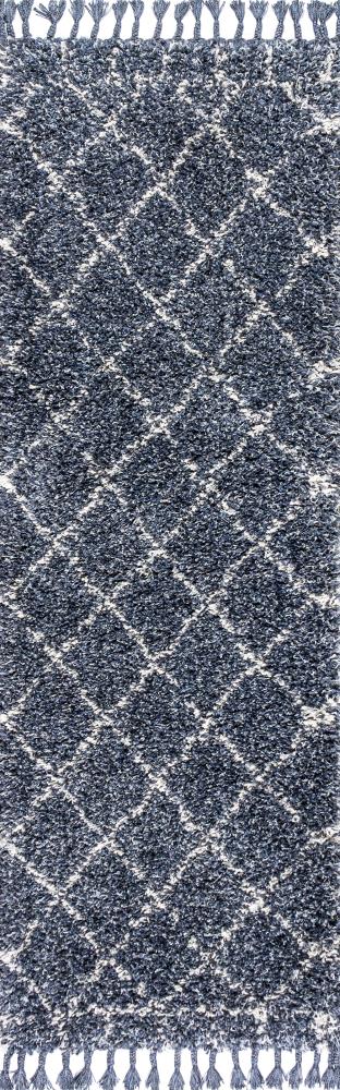 Mercer Shag Plush Tassel Moroccan Geometric Trellis Area Rug - JONATHAN Y