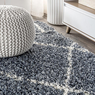 Mercer Shag Plush Tassel Moroccan Geometric Trellis Area Rug - JONATHAN Y