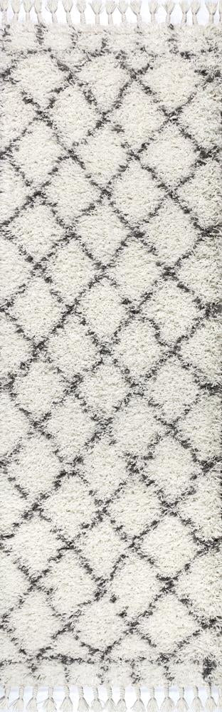 Mercer Shag Plush Tassel Moroccan Geometric Trellis Area Rug - JONATHAN Y
