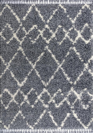 Mercer Shag Plush Tassel Moroccan Tribal Geometric Trellis Area Rug - JONATHAN Y