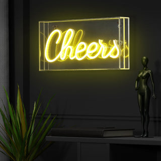 Cheers 11.8" Contemporary Glam Acrylic Box USB Operated LED Neon Light - JONATHAN Y