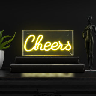Cheers 11.8" Contemporary Glam Acrylic Box USB Operated LED Neon Light - JONATHAN Y