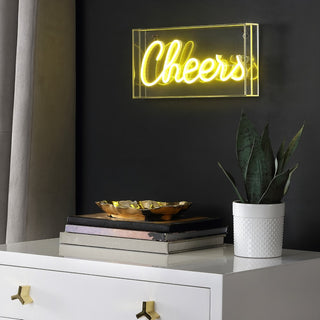 Cheers 11.8" Contemporary Glam Acrylic Box USB Operated LED Neon Light - JONATHAN Y