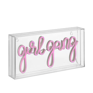 Girl Gang 11.88" Contemporary Glam Acrylic Box USB Operated LED Neon Light - JONATHAN Y