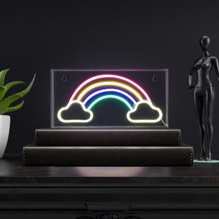 Rainbow 11.75" Contemporary Glam Acrylic Box USB Operated LED Neon Light - JONATHAN Y