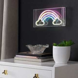 Rainbow 11.75" Contemporary Glam Acrylic Box USB Operated LED Neon Light - JONATHAN Y