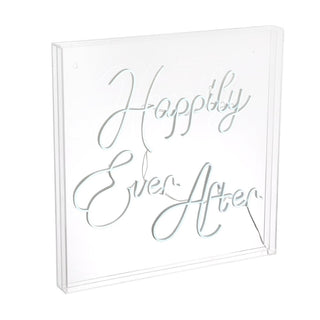 Happily Ever After Square Contemporary Glam Acrylic Box USB Operated LED Neon Light - JONATHAN Y