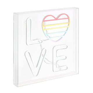 LOVE Square Contemporary Glam Acrylic Box USB Operated LED Neon Light - JONATHAN Y