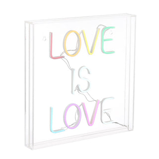 Love Is Love Square Contemporary Glam Acrylic Box USB Operated LED Neon Light - JONATHAN Y