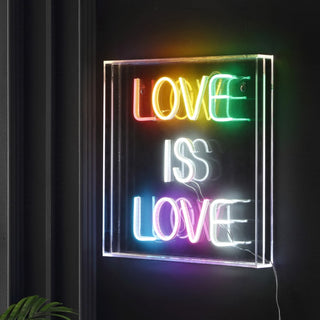 Love Is Love Square Contemporary Glam Acrylic Box USB Operated LED Neon Light - JONATHAN Y