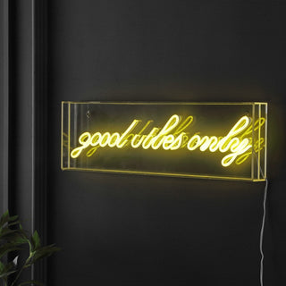 Good Vibes Only Contemporary Glam Acrylic Box USB Operated LED Neon Light - JONATHAN Y