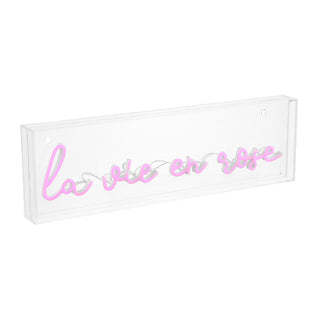La Vie En Rose Contemporary Glam Acrylic Box USB Operated LED Neon Light - JONATHAN Y