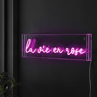 La Vie En Rose Contemporary Glam Acrylic Box USB Operated LED Neon Light - JONATHAN Y