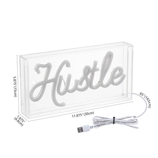 Hustle Contemporary Glam Acrylic Box USB Operated LED Neon Light - JONATHAN Y