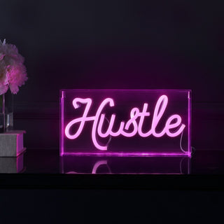 Hustle Contemporary Glam Acrylic Box USB Operated LED Neon Light - JONATHAN Y