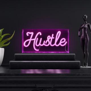 Hustle Contemporary Glam Acrylic Box USB Operated LED Neon Light - JONATHAN Y