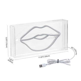 Lips Contemporary Glam Acrylic Box USB Operated LED Neon Light - JONATHAN Y