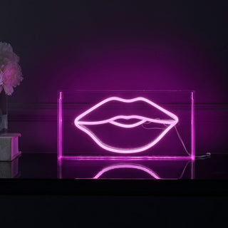 Lips Contemporary Glam Acrylic Box USB Operated LED Neon Light - JONATHAN Y