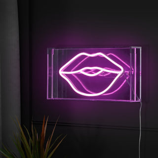 Lips Contemporary Glam Acrylic Box USB Operated LED Neon Light - JONATHAN Y