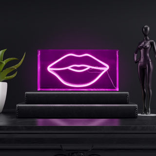 Lips Contemporary Glam Acrylic Box USB Operated LED Neon Light - JONATHAN Y