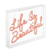 Life is Beautiful Contemporary Glam Acrylic Box USB Operated LED Neon Light