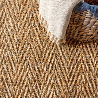Espina Hand Woven Herringbone Chunky Jute Area Rug - JONATHAN Y