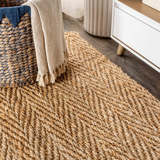 Espina Hand Woven Herringbone Chunky Jute Area Rug - JONATHAN Y