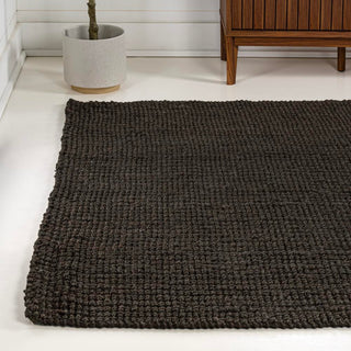 Pata Hand Woven Chunky Jute Area Rug Brown - JONATHAN Y