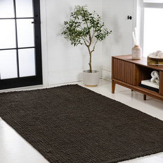 Pata Hand Woven Chunky Jute Area Rug Brown - JONATHAN Y