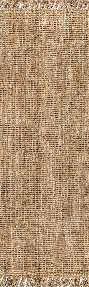 Pata Hand Woven Chunky Jute With Fringe Area Rug