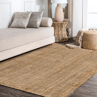 Pata Hand Woven Chunky Jute With Fringe Area Rug - JONATHAN Y