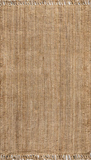 Pata Hand Woven Chunky Jute With Fringe Area Rug