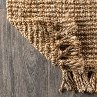 Pata Hand Woven Chunky Jute With Fringe Area Rug